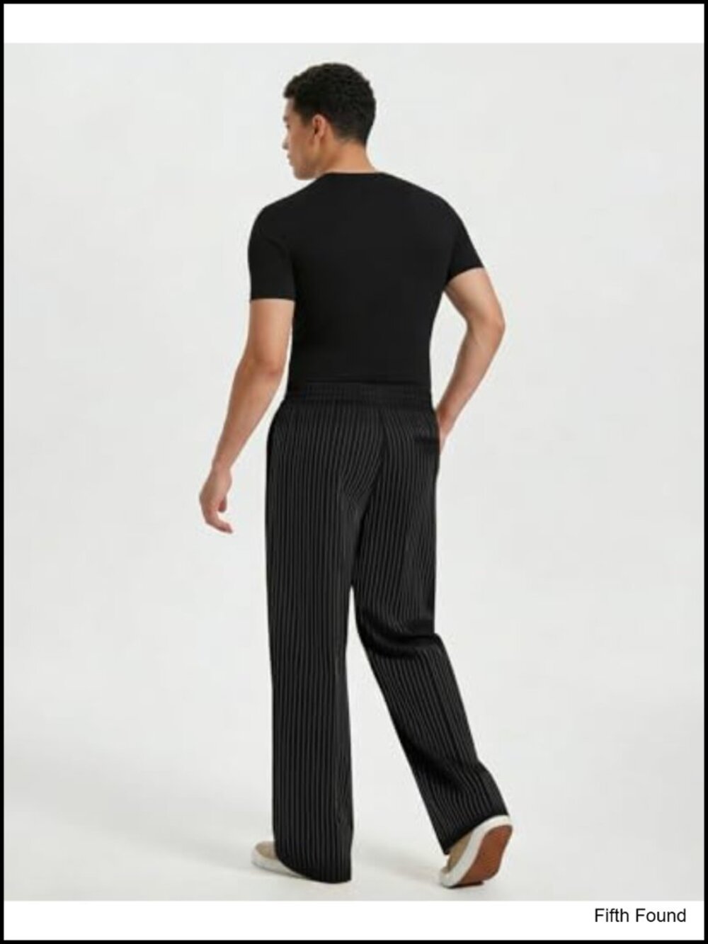 Mens Pinstripe Casual Pants Old Money Baggy Pleated Drawstring Wide Leg - Picture 4 of 6